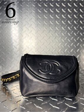 Chanel Vintage Logo Waist Belt in Black